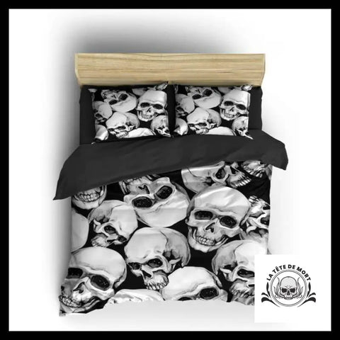 Housse de Couette Tête Mort Noir et Blanc
