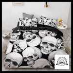 Housse de Couette Tête Mort Noir et Blanc