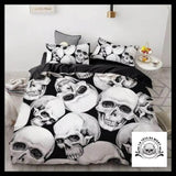 Housse de Couette Tête Mort Noir et Blanc