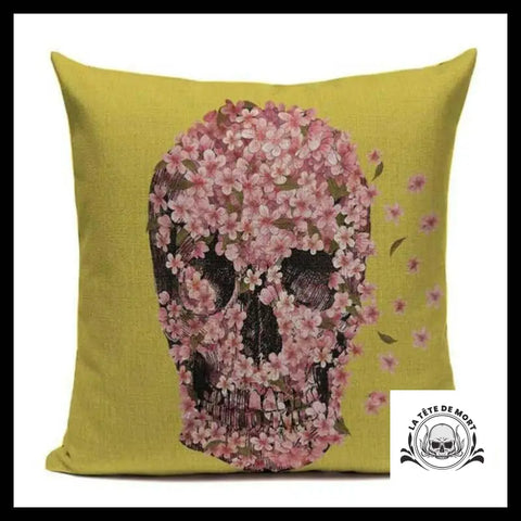 Housse de Coussin Crâne Fleur