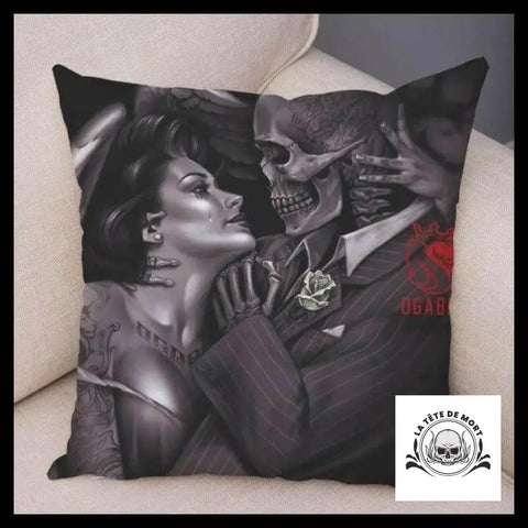 Housse de Coussin Tête Mort Amoureux