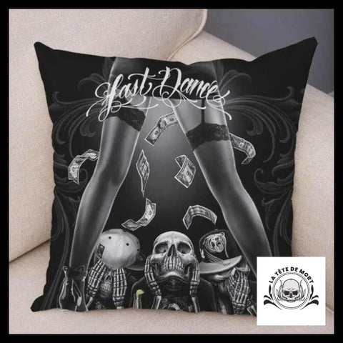 Housse de Coussin Tête Mort Billets