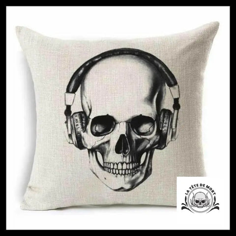 Housse de Coussin Tête Mort Casque