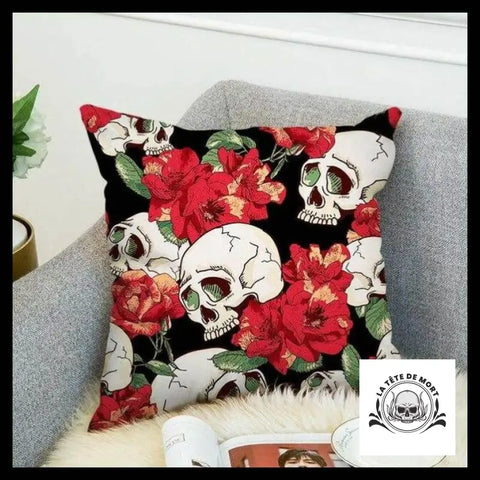 Housse de Coussin Tête Mort Crânes Fissures