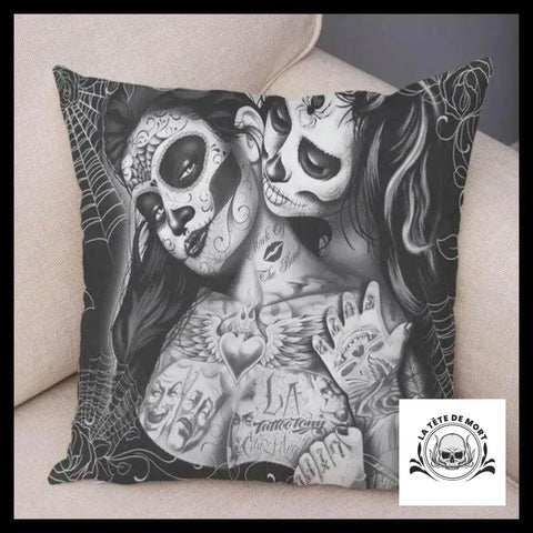Housse de Coussin Tête Mort Femmes Calavera