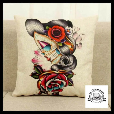 Housse de Coussin Tête Mort Flamenco