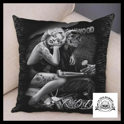 Housse de Coussin Tête Mort Marilyn Hollywood