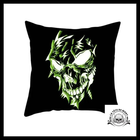 Housse de Coussin Tête Mort Monstre Vert