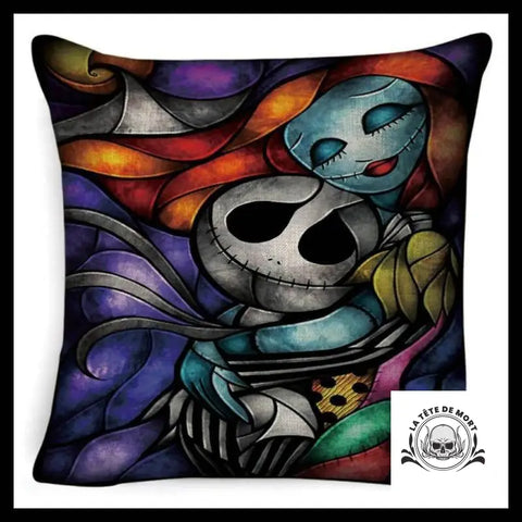 Housse de Coussin Tête Mort Mr Jack Vitraux