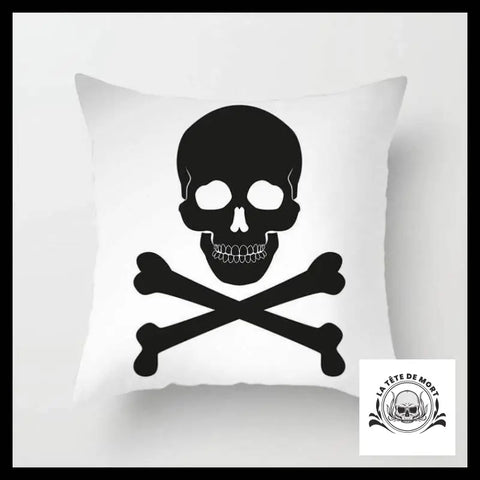 Housse de Coussin Tête Mort Os Croises