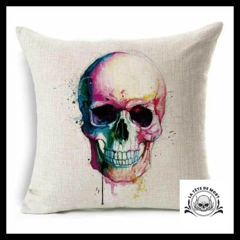 Housse de Coussin Tête Mort Peintures Degoulinantes