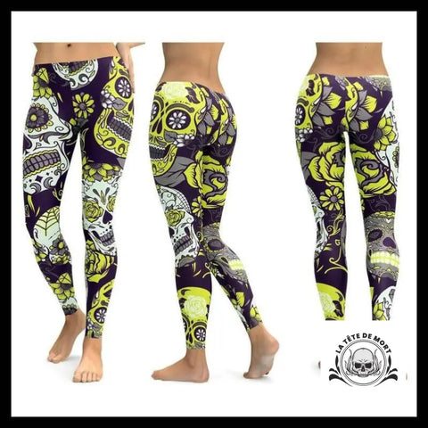 Legging Tête de Mort Calavera Jaune