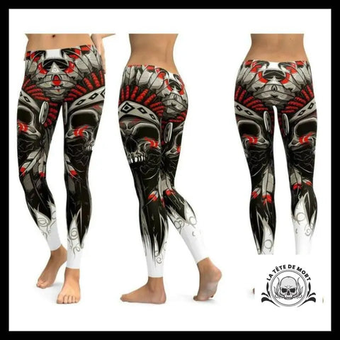 Legging Tête de Mort Chef Indien