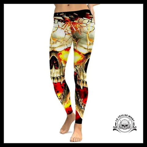 Legging Tête de Mort Crâne Enflammames - Crâne Passion