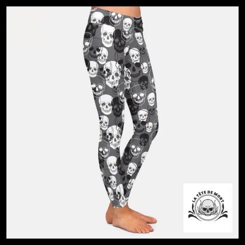 Legging Tête de Mort Crânes Gris