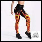 Legging Tête de Mort Flammes