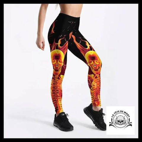 Legging Tête de Mort Flammes