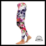 Legging Tête de Mort Avec Fleurs