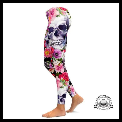 Legging Tête de Mort Avec Fleurs