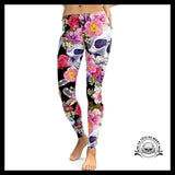 Legging Tête de Mort Avec Fleurs