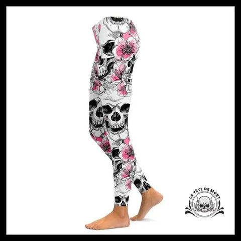 Legging Tête de Mort Fleurs