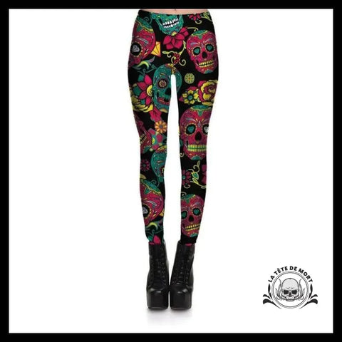 Legging Tête de Mort Mexicaine Colorée - Crâne Passion