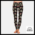 Legging Tête de Mort Noeuds Roses