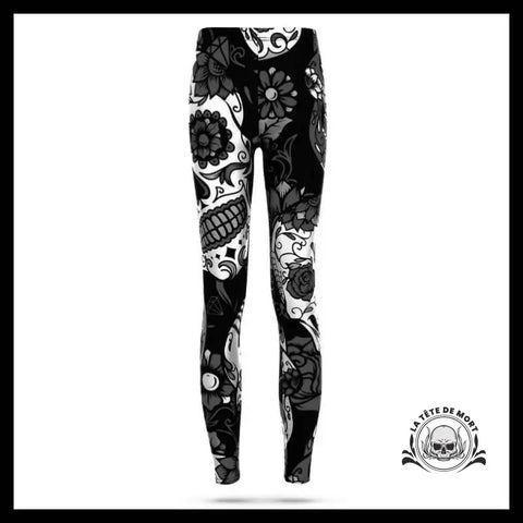 Legging Tête de Mort Noir et Blanc - Crâne Passion