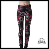 Legging Tête de Mort Et Rose