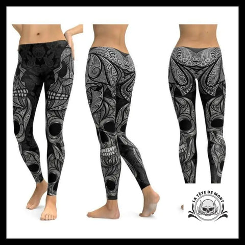 Legging Tête de Mort Tattoo Gris