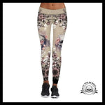 Legging Tête de Mort Tournesols Roses