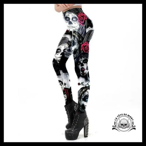 Legging Tête de Mort Zombie Calavera
