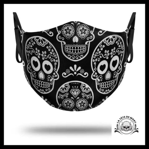 Masque Crâne Mexicain Noir et Blanc