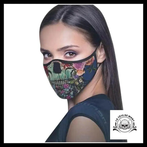 Masque Tête de Mort Fleurie Roses
