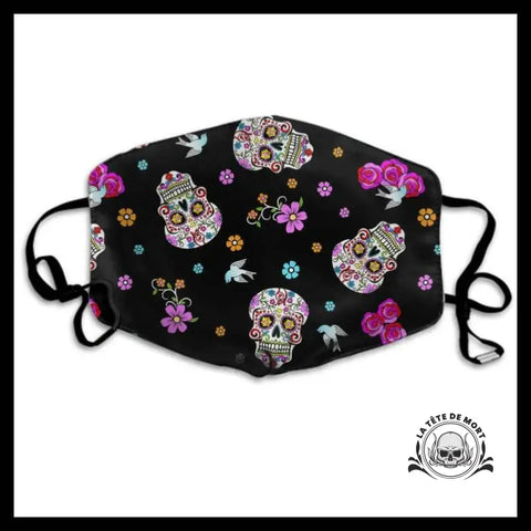 Masque Tête de Mort Hirondelles et Fleurs