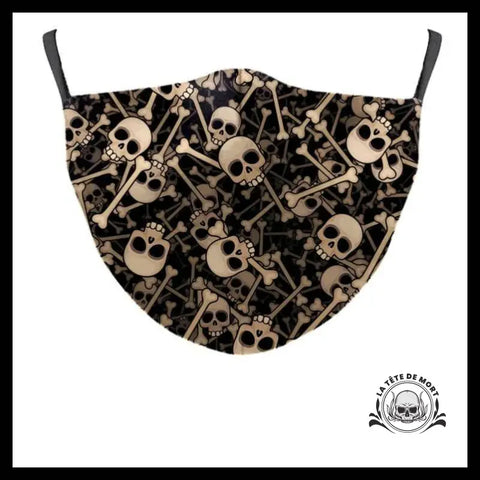 Masque Tête de Mort Os et Crânes Beige Noir
