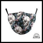 Masque Tête de Mort Toile Papillons Rose