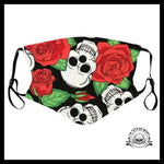 Masque Tête de Mort Trio Crânes Roses