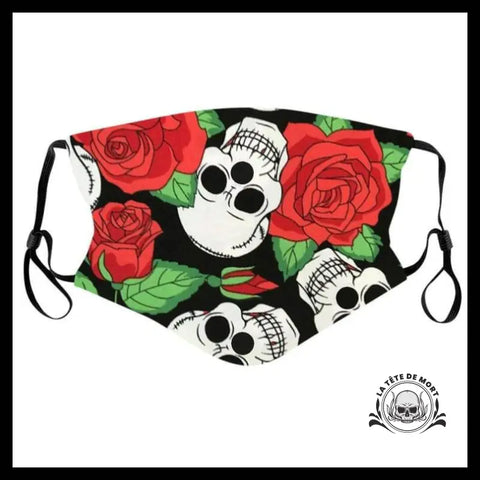 Masque Tête de Mort Trio Crânes Roses