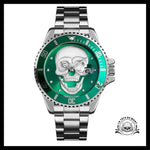 Montre Tête de Mort Argent / Vert