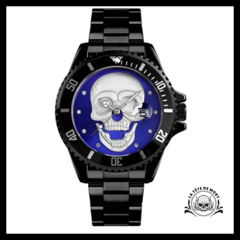 Montre Tête de Mort Noir / Bleu
