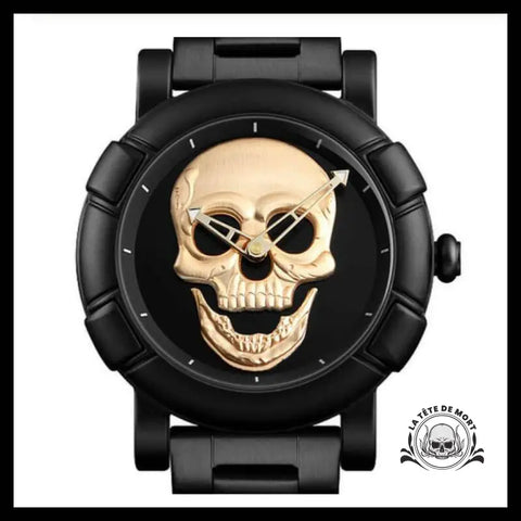 Montre Tête de Mort Noir / Or