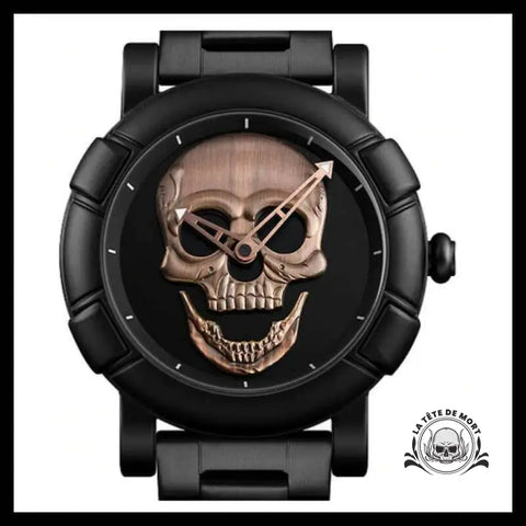 Montre Tête de Mort Noir / Or Rose