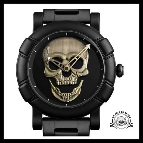 Montre Tête de Mort Noir / Or Vintage