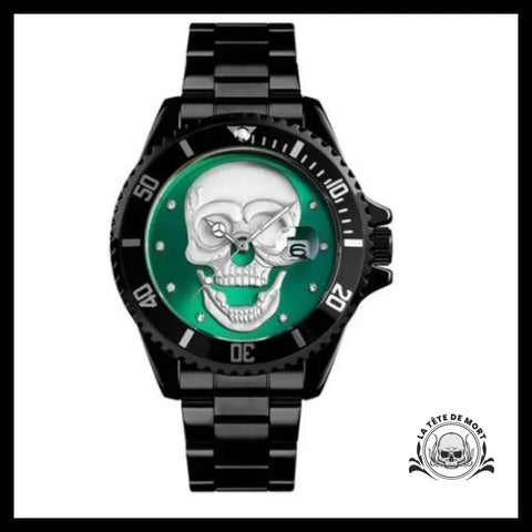 Montre Tête de Mort Noir / Vert