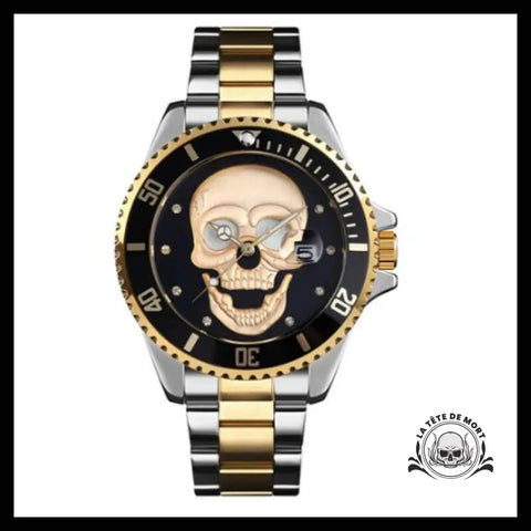 Montre Tête de Mort Or / Argent / Noir