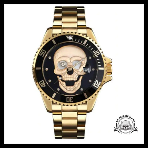 Montre Tête de Mort Or / Noir