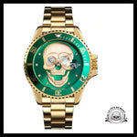 Montre Tête de Mort Or / Vert