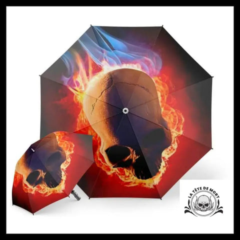 Parapluie Tête de Mort Enflammée