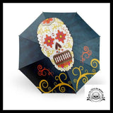 Parapluie Tête de Mort Mexicaine Avec Fleurs
